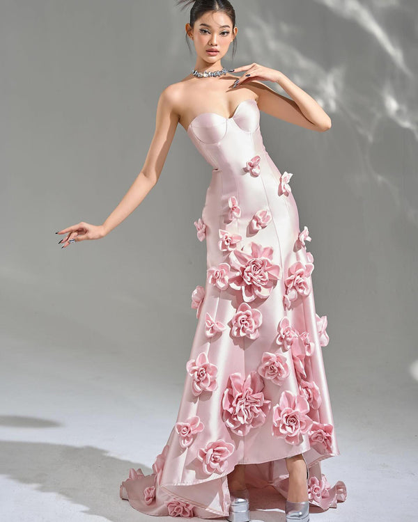 Vestido de satén sin tirantes Rosalie Bloom