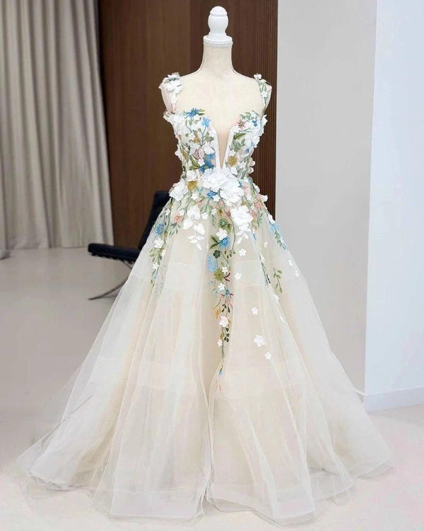 Denise Floral Straps Wedding Dress