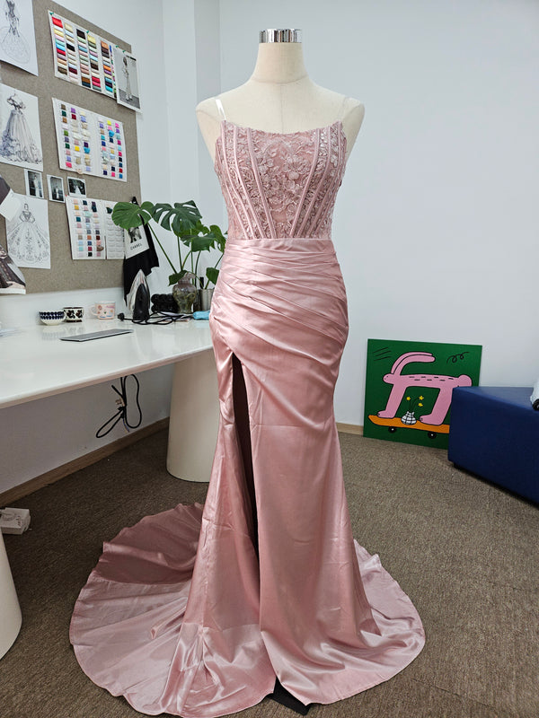 Floral Muse Appliqué Corset Mermaid Gown